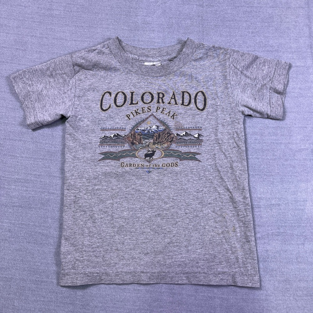 Vintage Alstyle Apparel & Activewear Boys Heather Gray Colorado Pikes Peak Tee S